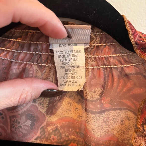 Daytrip Vintage 90's Made in USA Fairy Paisley Bell Sleeve Flowy Women's Top L - Picture 7 of 10